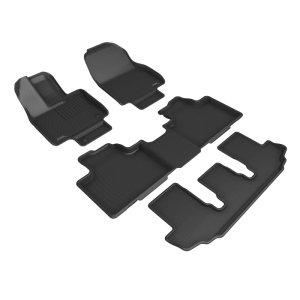 Toyota Highlander Floor Mat Set - Front + Rear - 3D MAXpider - KAGU - Black - `21-`22 Toyota Highlander Floor Mat Set - Front + Rear - 3D MAXpider - KAGU - Black - `21-`22